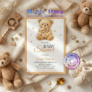 Recherche de ourson baby shower invitations Nœud rose