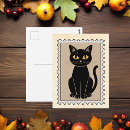 Recherche de timbre vintage cartes postales Chat noir