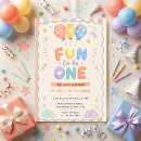 Recherche de amusant coloré anniversaire invitations Premier anniversaire de fille