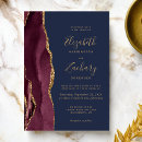 Recherche de bordeaux et bleu marine mariage invitations Moderne