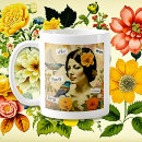 Zoek naar vintage vogels mokken Bloemen