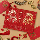 Recherche de dragon chinois vœux cartes Rouge