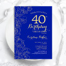 Recherche de blue floral anniversaire invitations Élégant