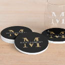 Recherche de noir or dessous de verres Monogrammé