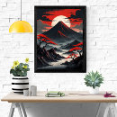 Recherche de coucher soleil japonais art Montagne