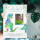Recherche de dinosaures colorés invitations Boy
