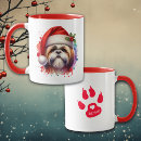 Recherche de tzu de shih de noël tasses Aquarelle