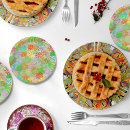 Recherche de fleurs tropicales assiettes en papier Vert