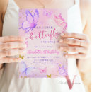 Recherche de pink butterfly anniversaire invitations Aquarelle