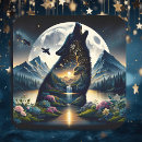 Recherche de art de loup autocollants Pleine lune