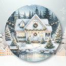 Recherche de maison blanche autocollants Aquarelle