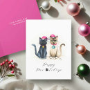 Recherche de de de chat noël cartes Aquarelle