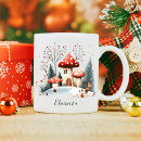 Recherche de champignons mignons tasses Aquarelle