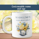 Recherche de fleurs bleues jaunes tasses Pour elle