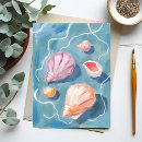Zoek naar schelpen briefkaarten Oceaan