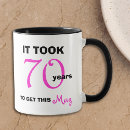 Recherche de soixante dixième anniversaire tasses Drôle