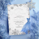 Recherche de flocons de neige bleus invitations Quinceanera d'hiver