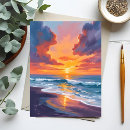 Recherche de peinture de plage cartes postales Coucher de soleil