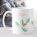 Recherche de houx et baies tasses Aquarelle