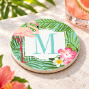 Recherche de fleurs tropicales dessous de verres Flamant