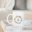 Recherche de noël floral tasses Monogramme
