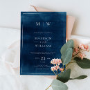 Recherche de bleu marine mariage invitations Monogramme