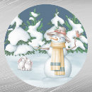 Recherche de lapin de neige autocollants Aquarelle