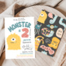 Recherche de monstre anniversaire invitations Mignonne petite fête monstre
