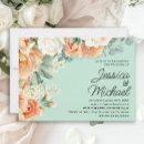Recherche de pêche et menthe invitations Aquarelle florale