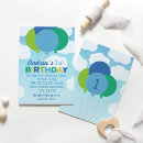 Recherche de bleu et vert anniversaire invitations Boy