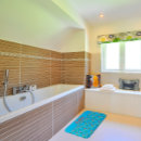 Recherche de turquoise floral bath mats Vintage