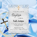 Recherche de croix argentée invitations Bleu
