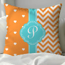 Recherche de turquoise et orange coussins Monogramme