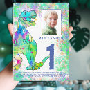 Recherche de dinosaures colorés invitations Aquarelle