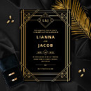 Recherche de motif mariage invitations Noir et or