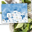 Recherche de aquarelle santorini cartes postales Bleu