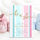 Zoek naar pink and blue gender reveal uitnodigingen Jongen of meisje