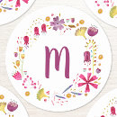 Recherche de monogramme rose autocollants Coloré