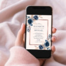 Recherche de rose bleu marine mariage invitations Feuille d'or rose