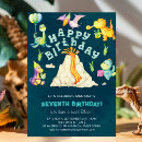 Recherche de dinosaure drôle invitations Bleu