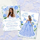 Recherche de papillon bleu invitations Élégant girly quinceanera