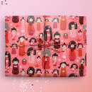 Recherche de kokeshi papier cadeau Kawaii