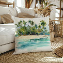 Recherche de plage de palmiers coussins Aquarelle