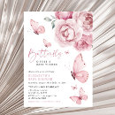 Recherche de rose de baby shower fille invitations Papillon