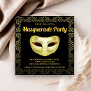 Zoek naar black masquerade party uitnodigingen Zwart en goud