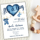 Zoek naar denim babyshower uitnodigingen Teddybeer