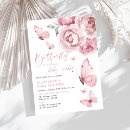 Recherche de rose de baby shower fille invitations Papillon