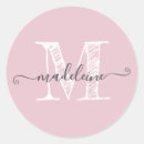 Recherche de monogramme de rose de rose autocollants Rose et blanc