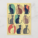 Recherche de chat vintage cartes postales Coloré