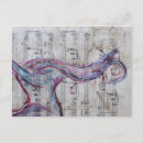 Recherche de notes musicales cartes postales Bleu